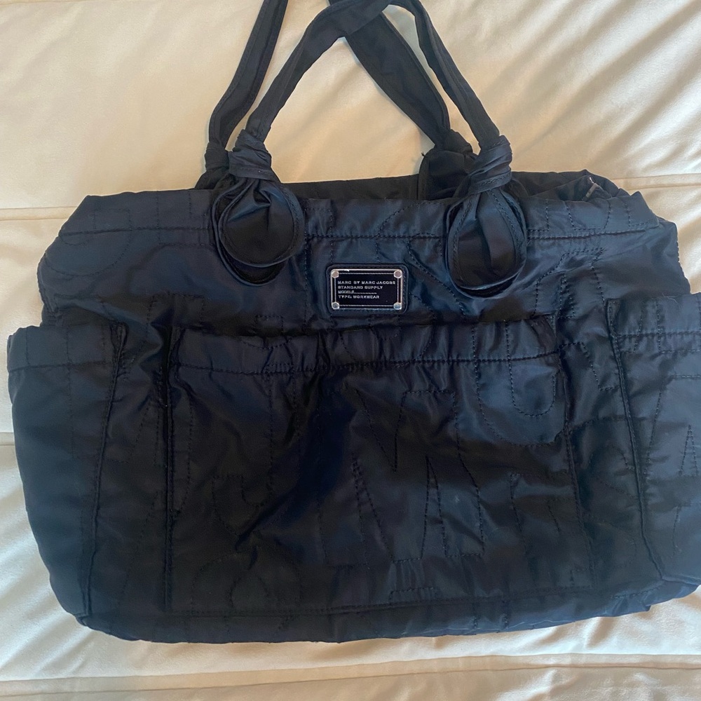 Black Quilted Nylon Tote Bag by Marc Jacobs